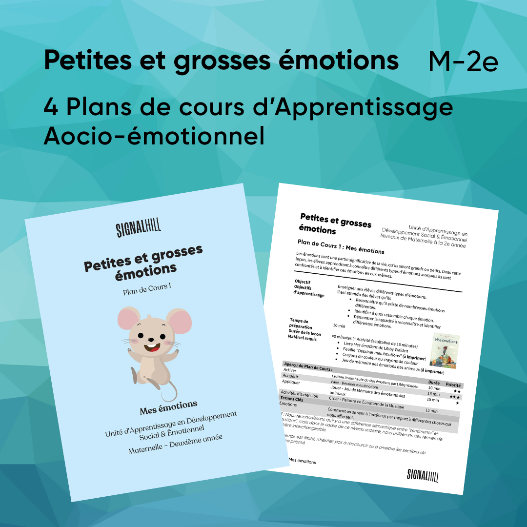 Petites et grosses émotions - Ensemble de plans de cours (4 plans de c ...