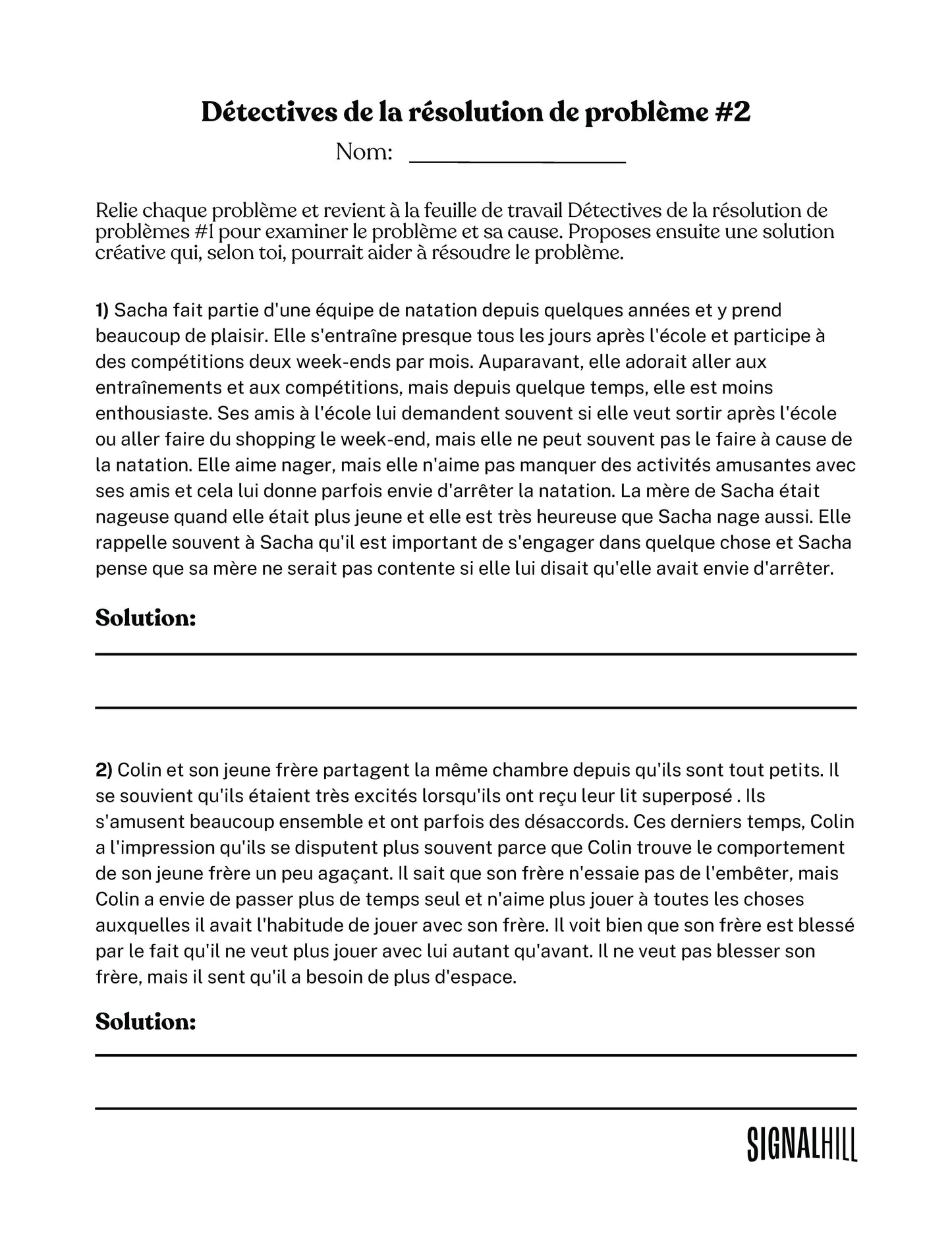 Plan de cours 3: Résolution de problèmes