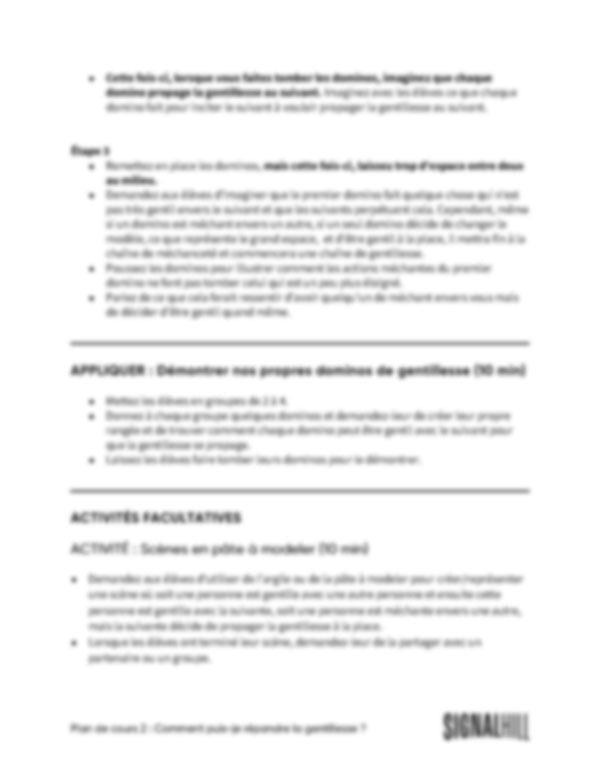 Plan de cours 2: Comment puis-je répandre la gentillesse?