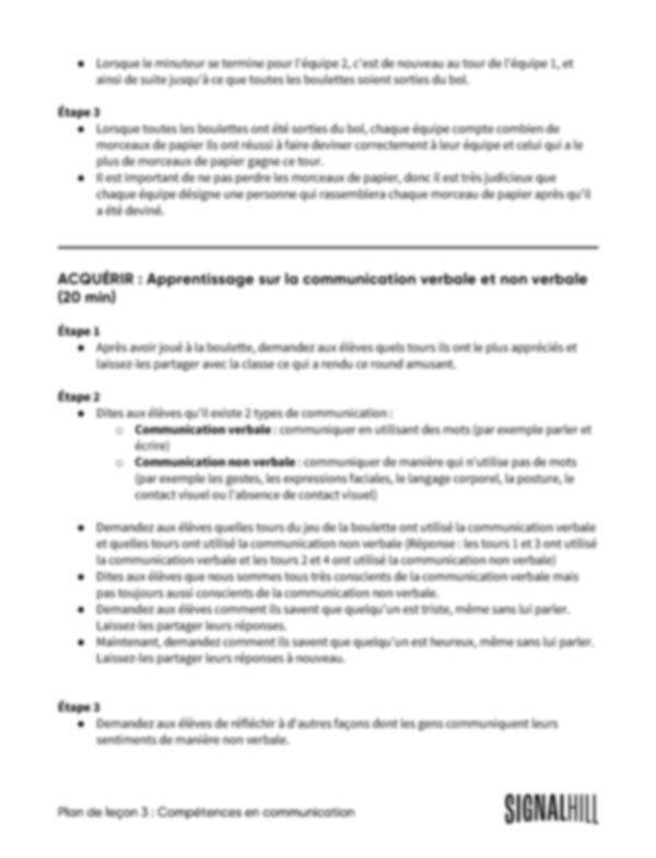 Plan de cours 3: La communication est essentielle