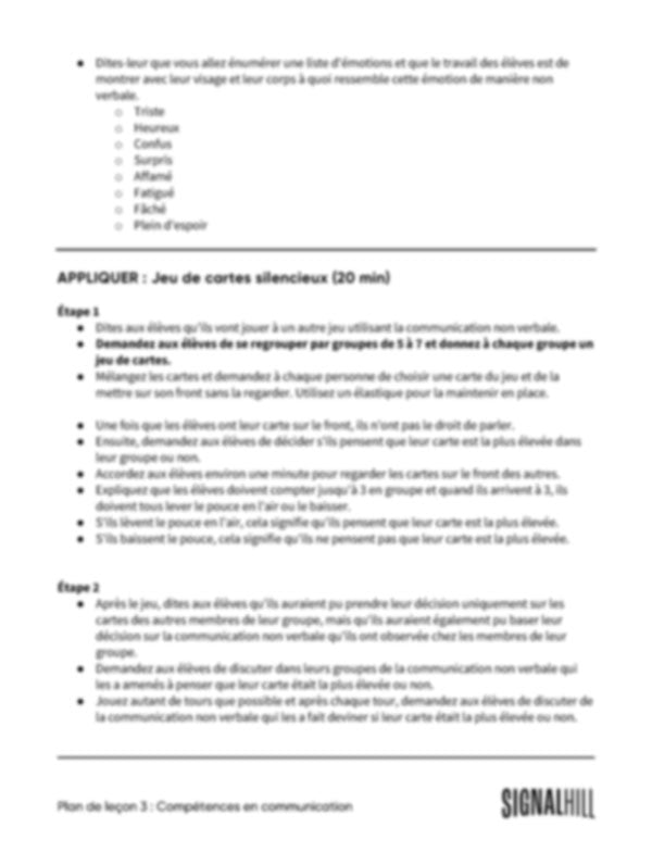 Plan de cours 3: La communication est essentielle