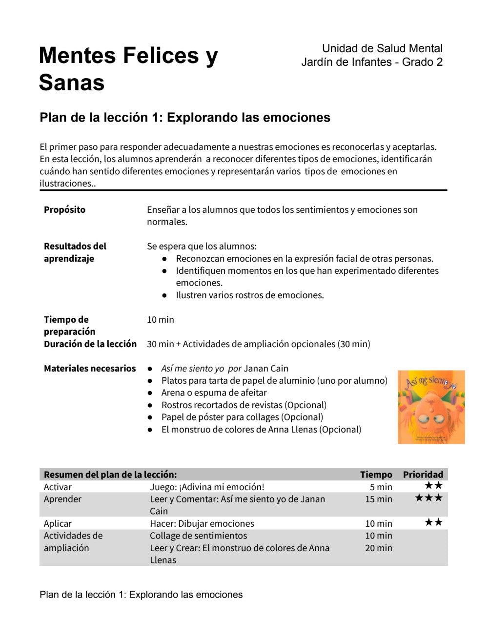 Lección 1: Explorando las Emociones