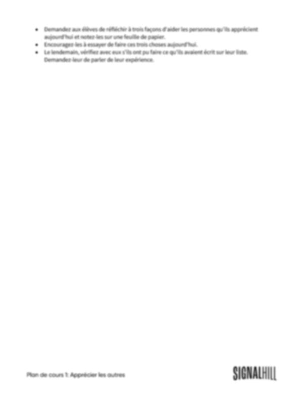 Plan de cours 1: Apprécier les autres