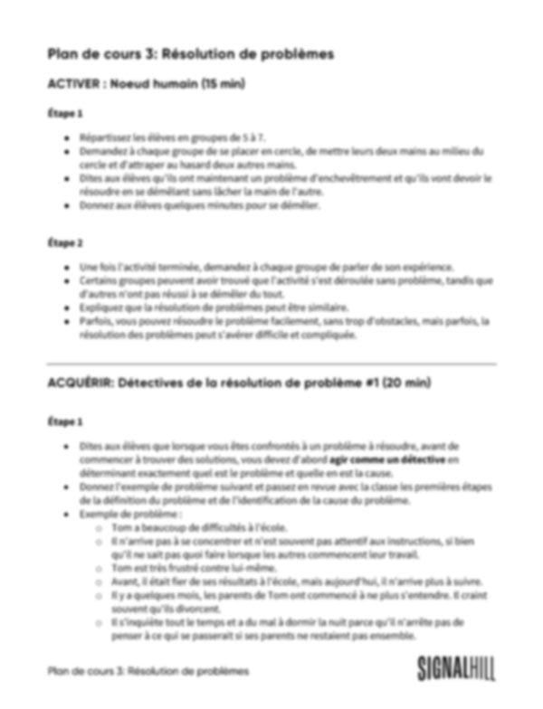 Plan de cours 3: Résolution de problèmes