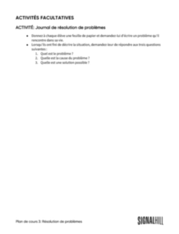 Plan de cours 3: Résolution de problèmes