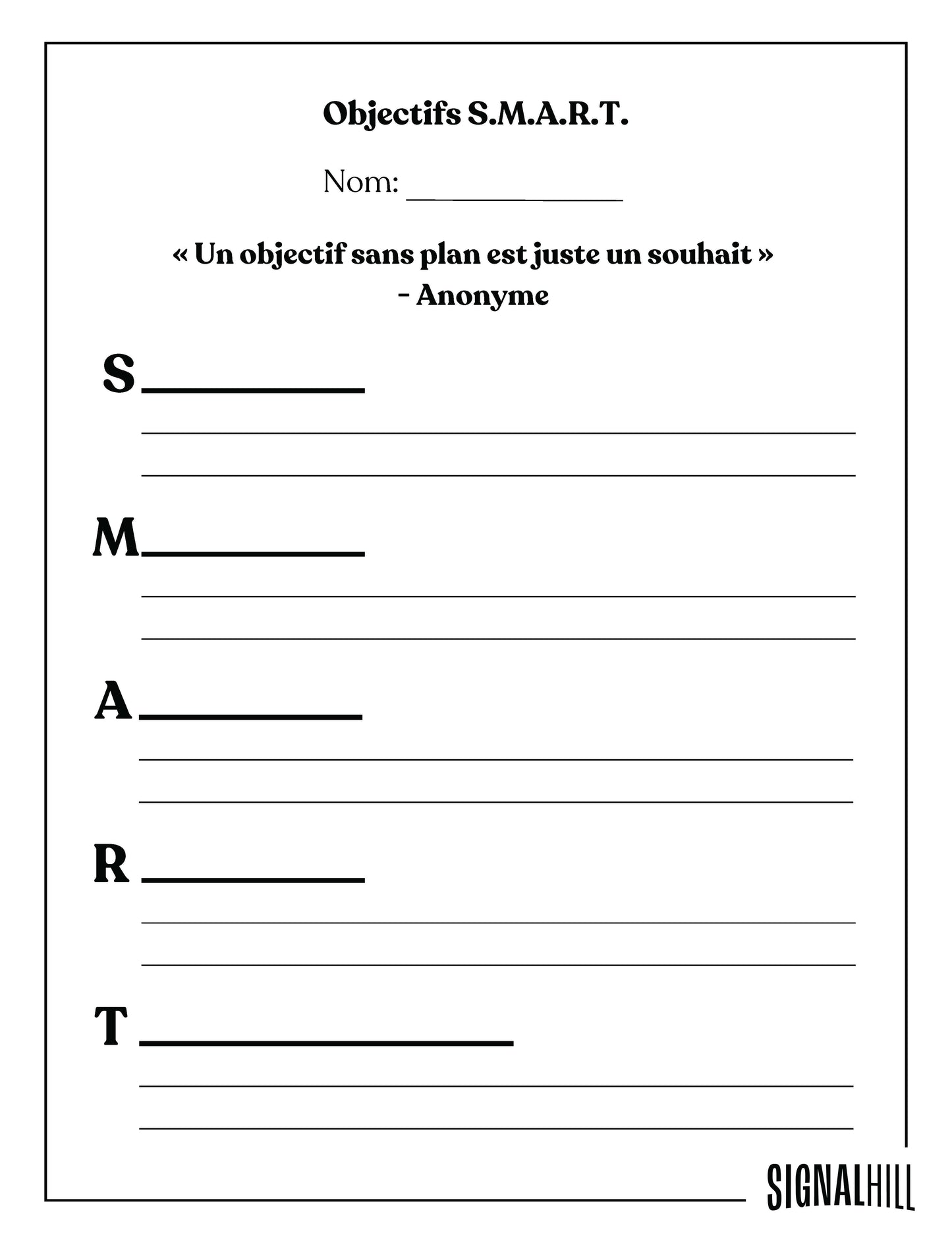Plan de cours 2: Objectifs SMART