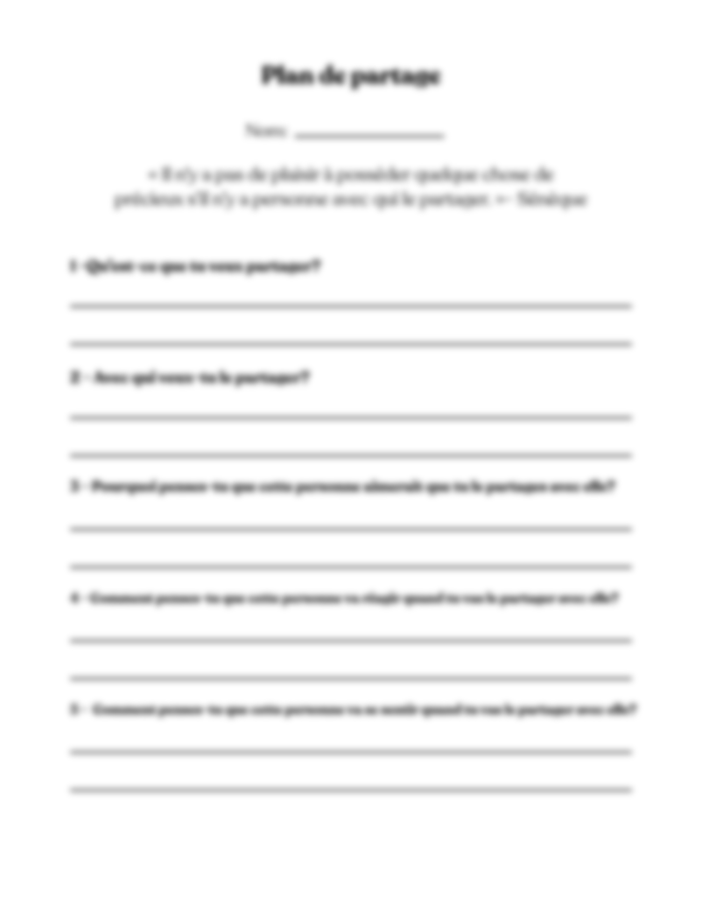 Plan de cours 3: Le cadeau du partage