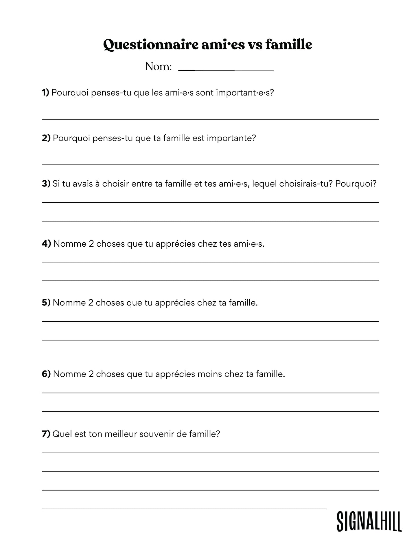 Plan de cours 4: Relation familiale