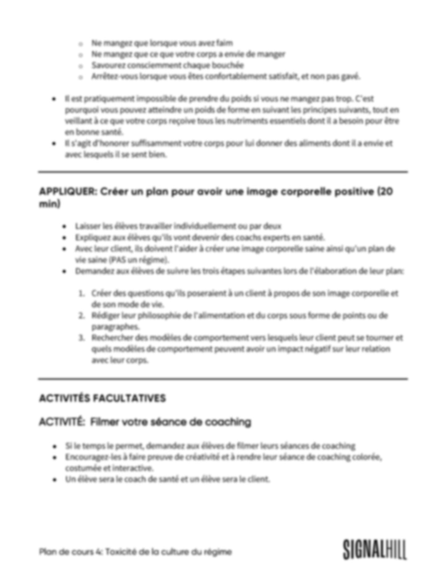 Plan de cours 4: Toxicité de la culture du régime