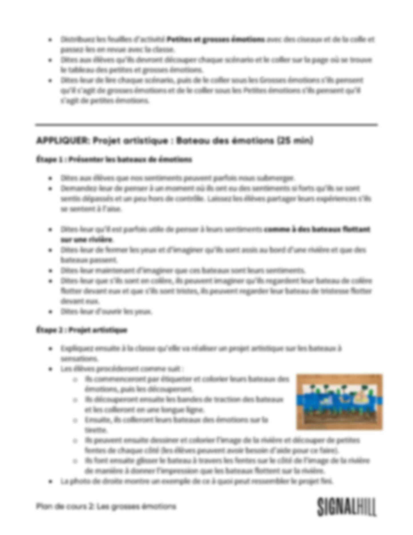 Plan de cours 2: Les grosses émotions