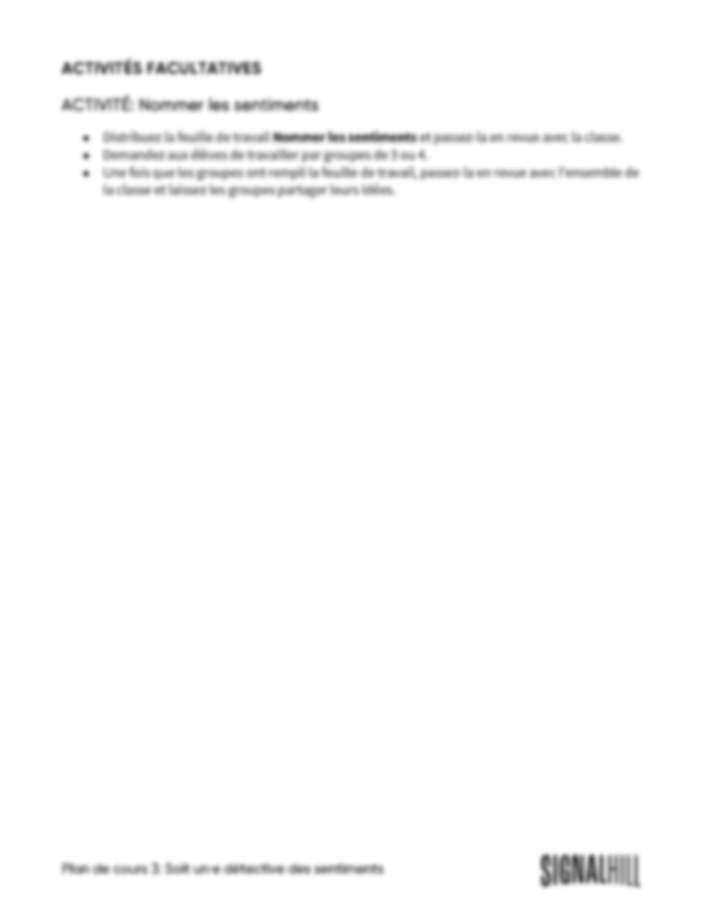 Plan de cours 3: Soit un·e détective des sentiments