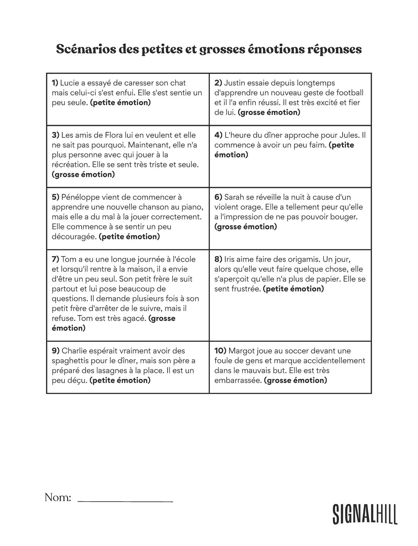 Plan de cours 2: Les grosses émotions