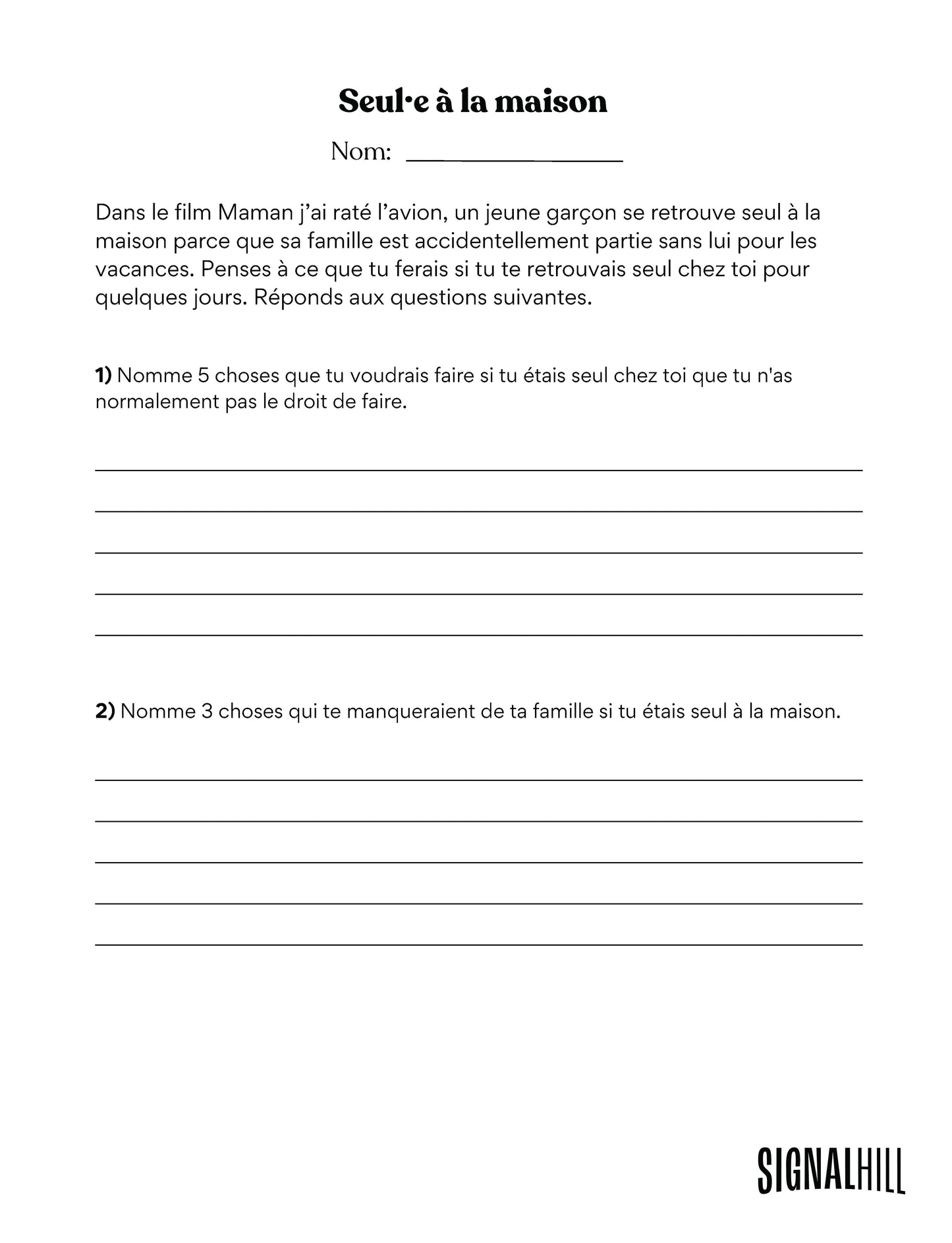 Plan de cours 4: Relation familiale