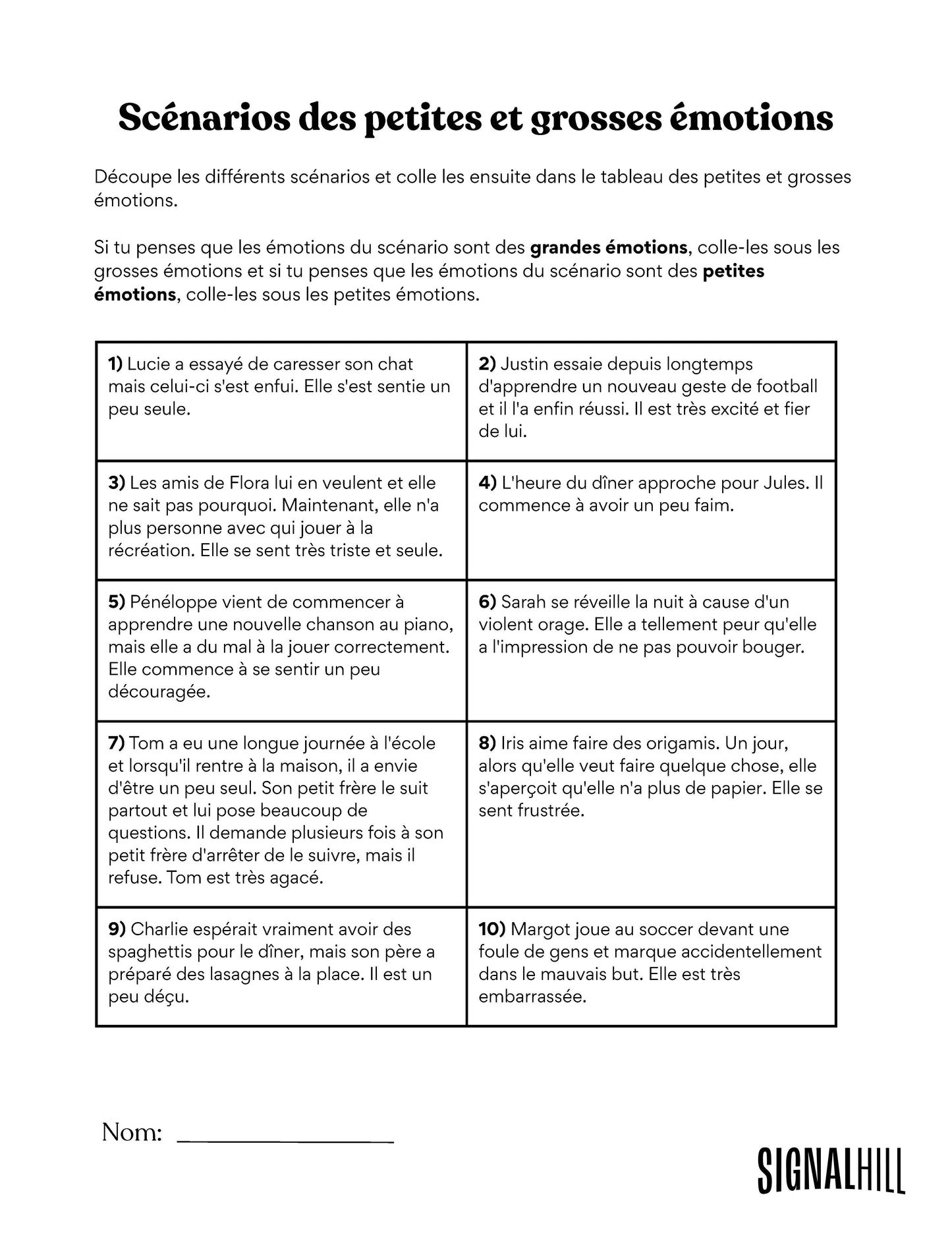 Plan de cours 2: Les grosses émotions