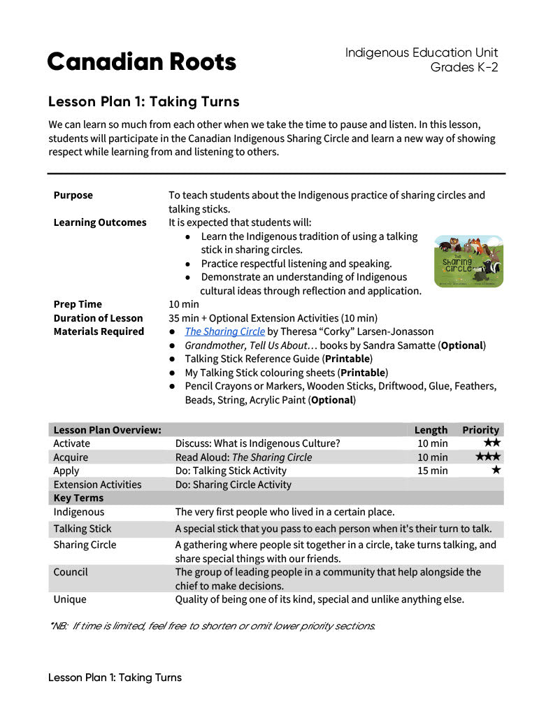 Canadian Roots - Lesson Plan Bundle (4 Lesson Plans)
