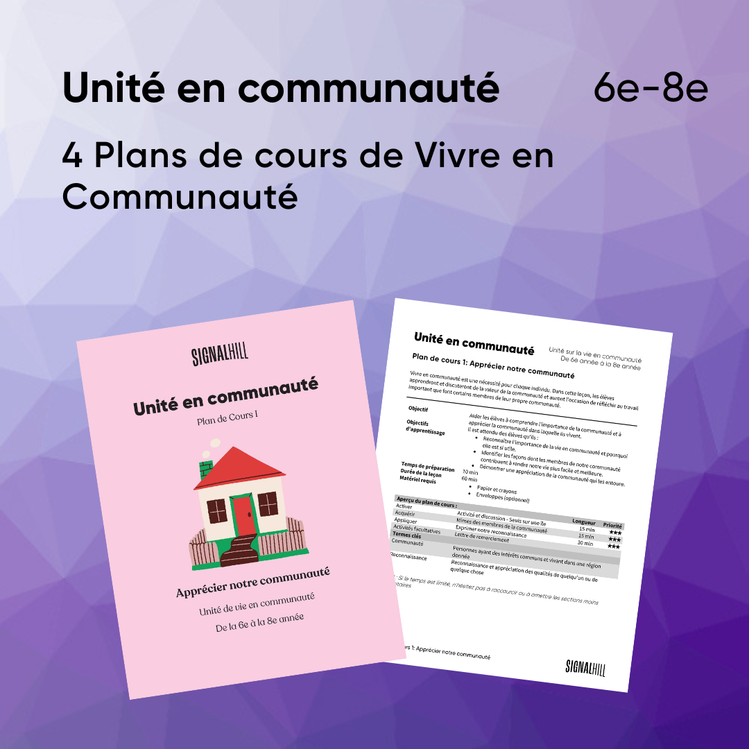 Unité de vie en communauté - Ensemble de plans de cours (4 plans de cours)