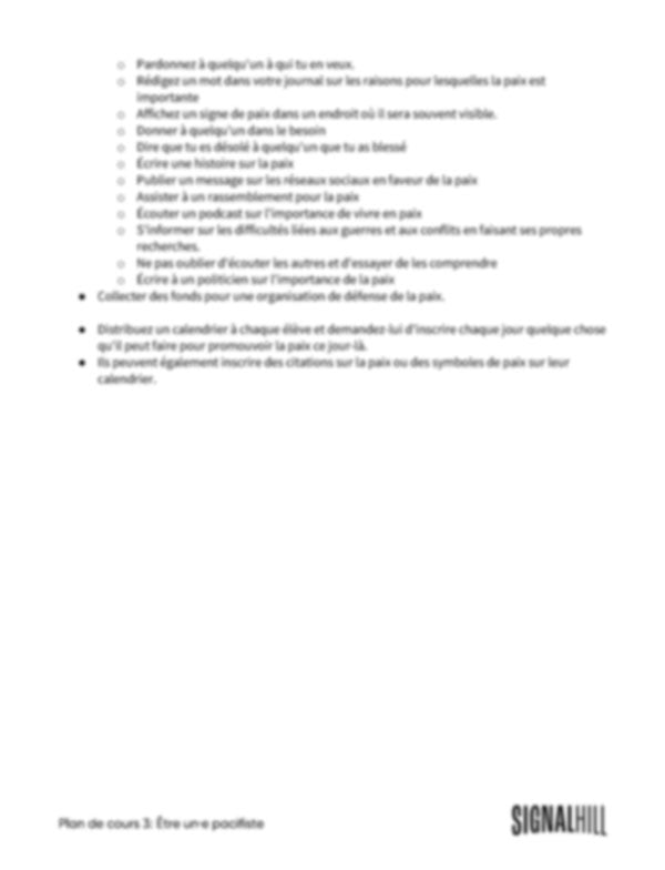 Plan de cours 3: Être un·e pacifiste