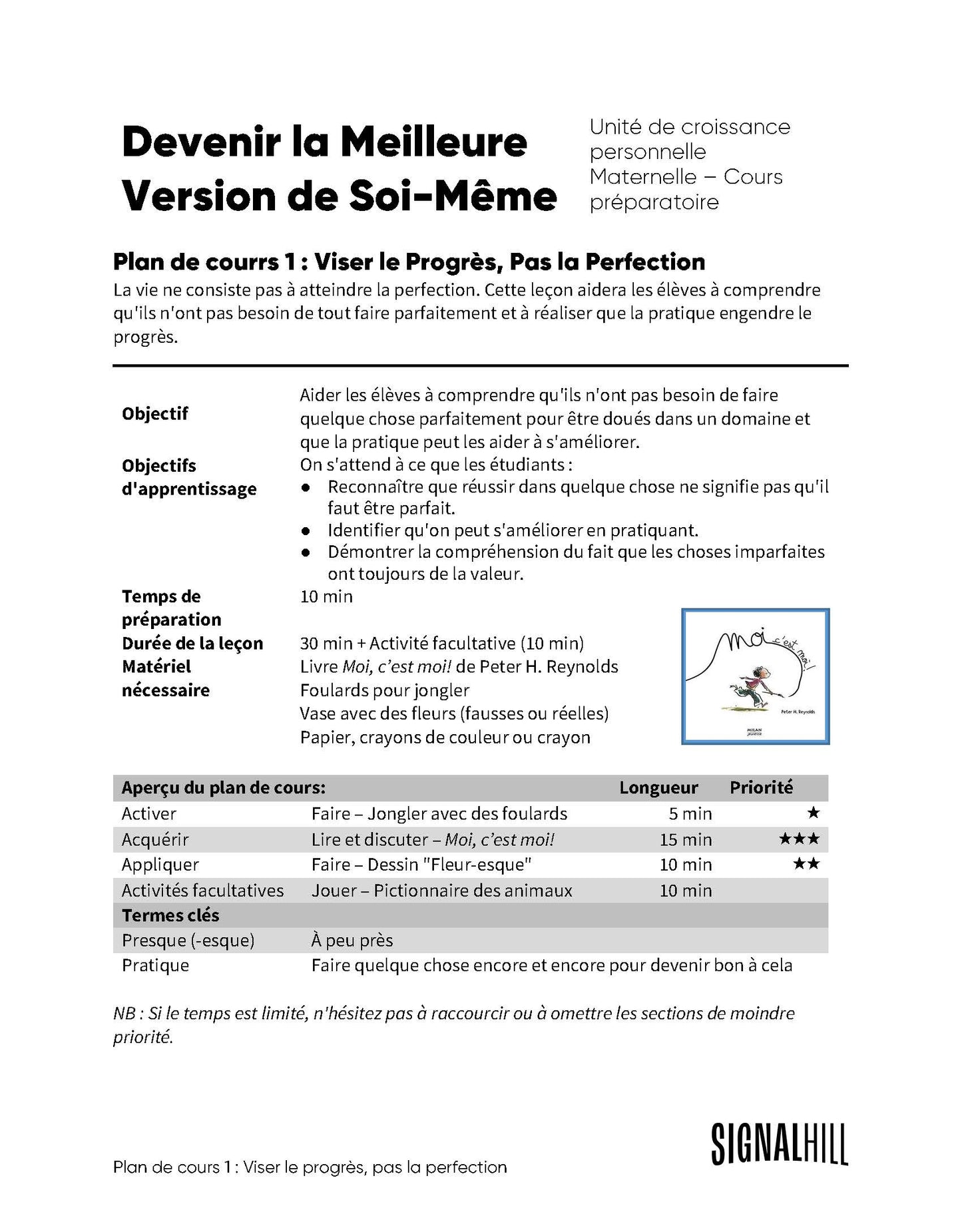 Devenir la Meilleure Version de Soi-Même - Ensemble de plans de cours (4 plans de cours)
