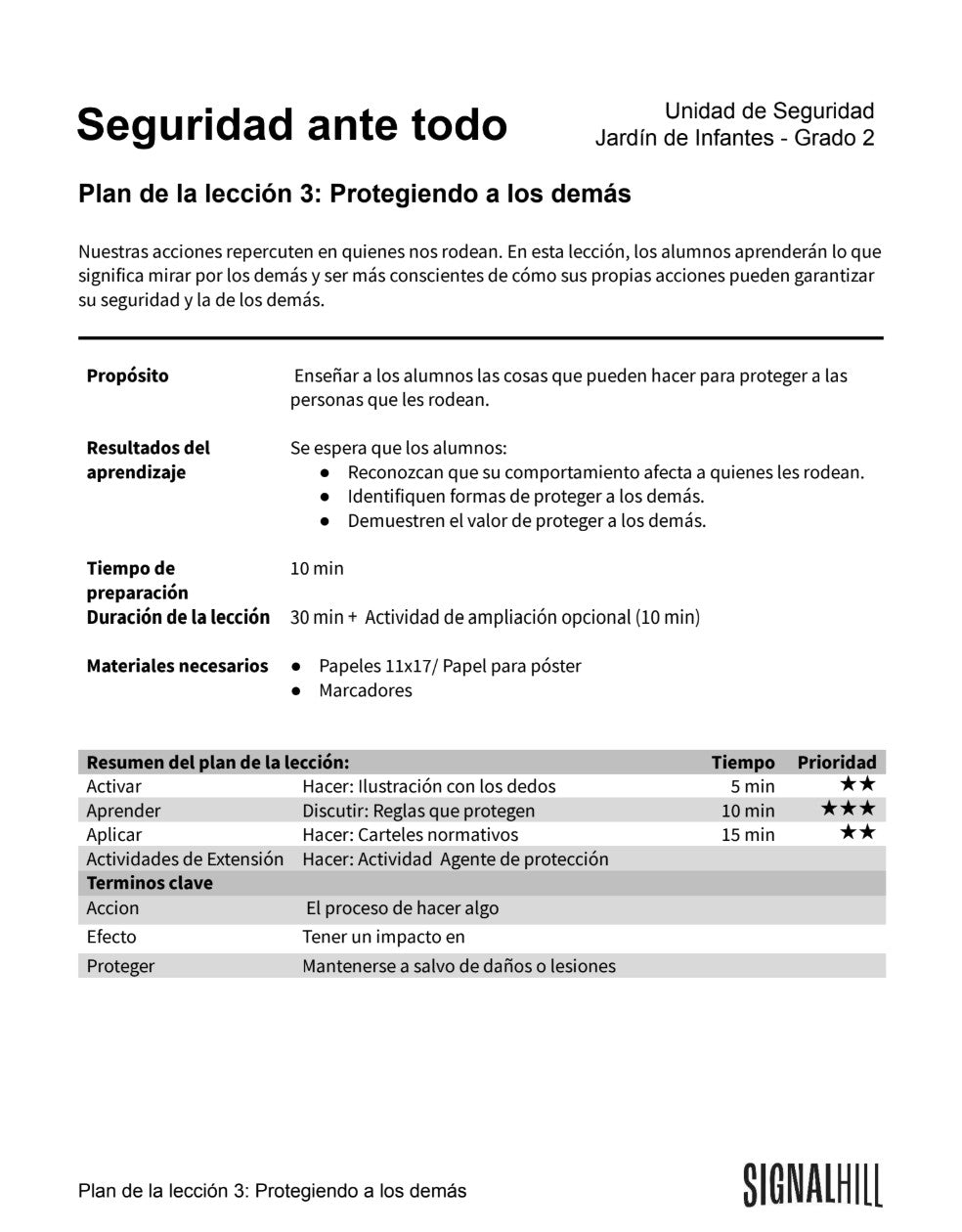 Lección 3: Protegiendo a los demás