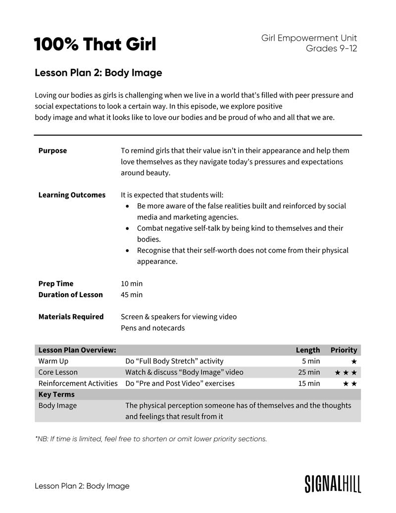 100% That Girl - Lesson Plan Bundle (4 Lesson Plans)