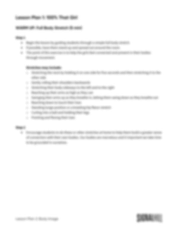 Lesson Plan 2: Body Image
