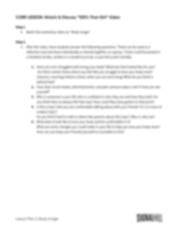 Lesson Plan 2: Body Image