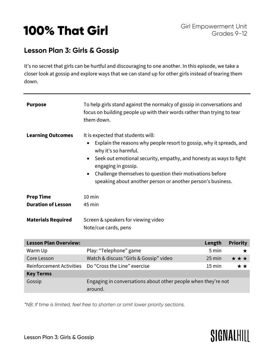 100% That Girl - Lesson Plan Bundle (4 Lesson Plans)