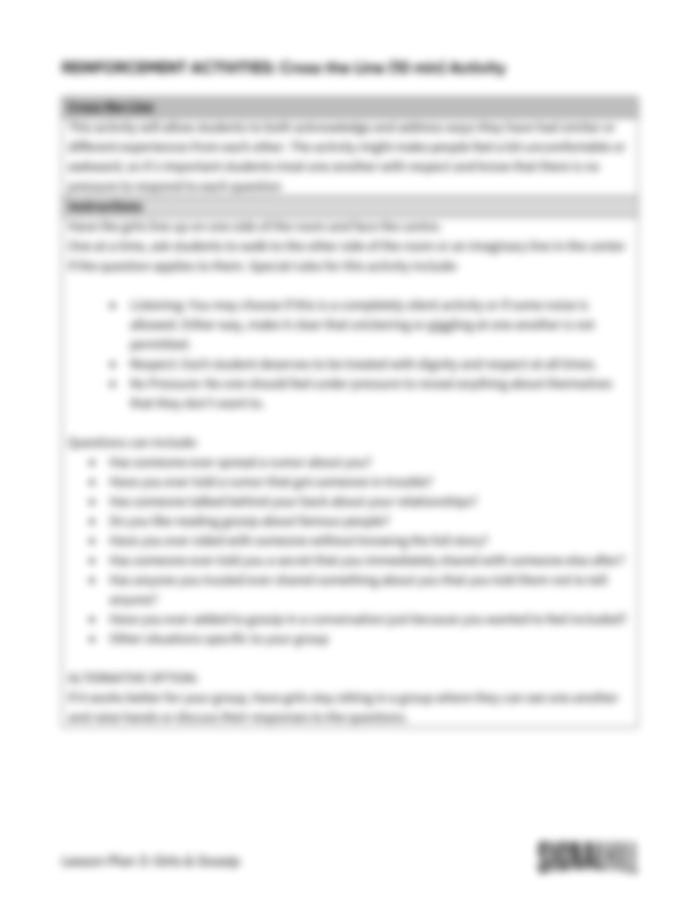 Lesson Plan 3: Girls & Gossip