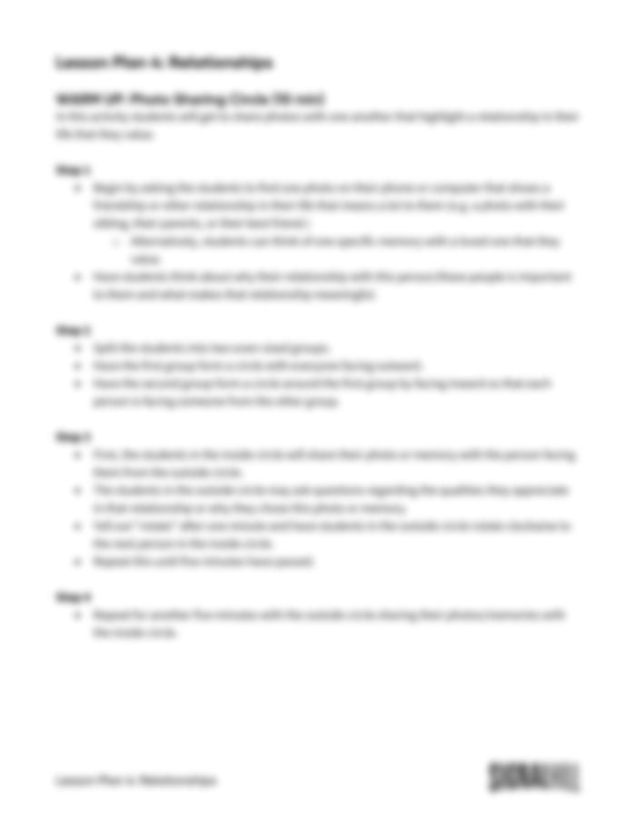 Lesson Plan 4: Relationships