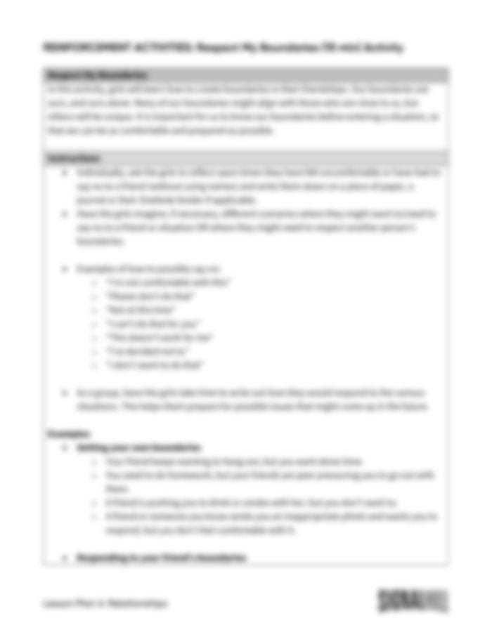 Lesson Plan 4: Relationships