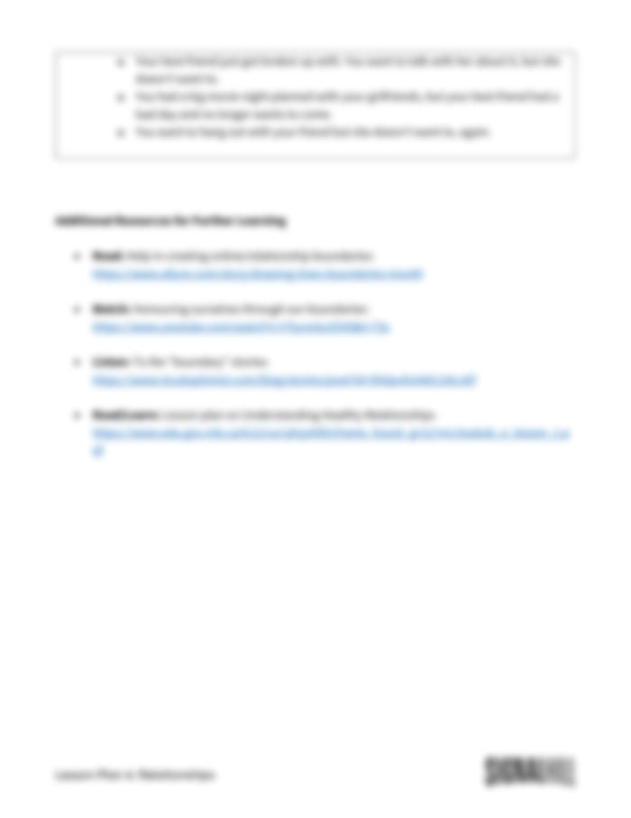 Lesson Plan 4: Relationships