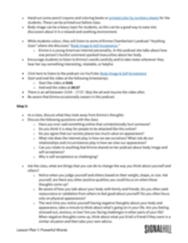 Lesson Plan 1: Powerful Words