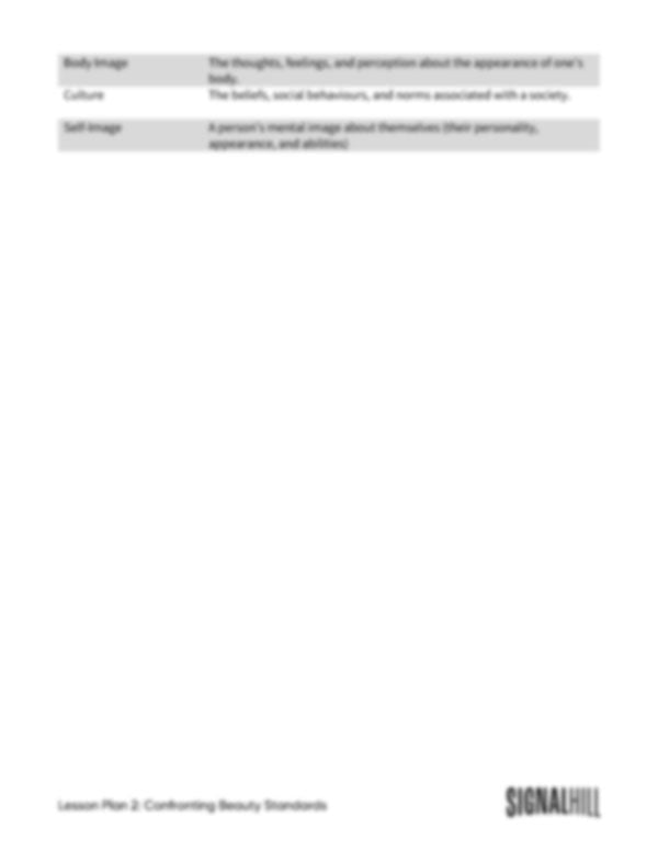 Lesson Plan 2: Confronting Beauty Standards