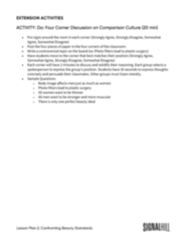 Lesson Plan 2: Confronting Beauty Standards