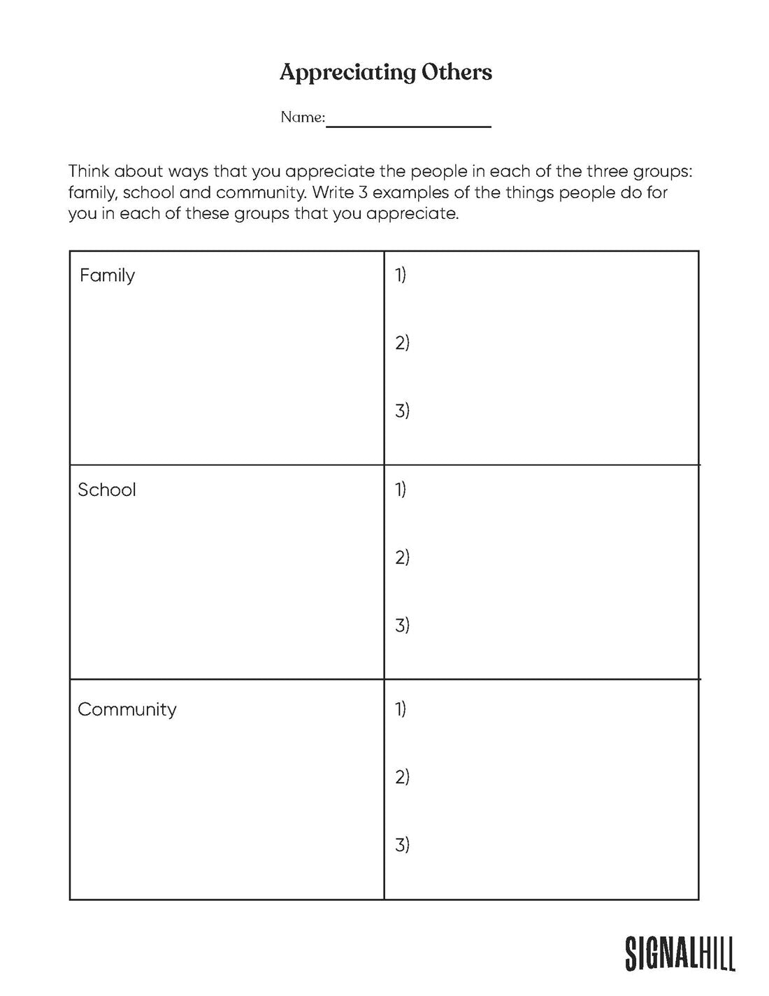 Lesson Plan 1: Appreciating Others