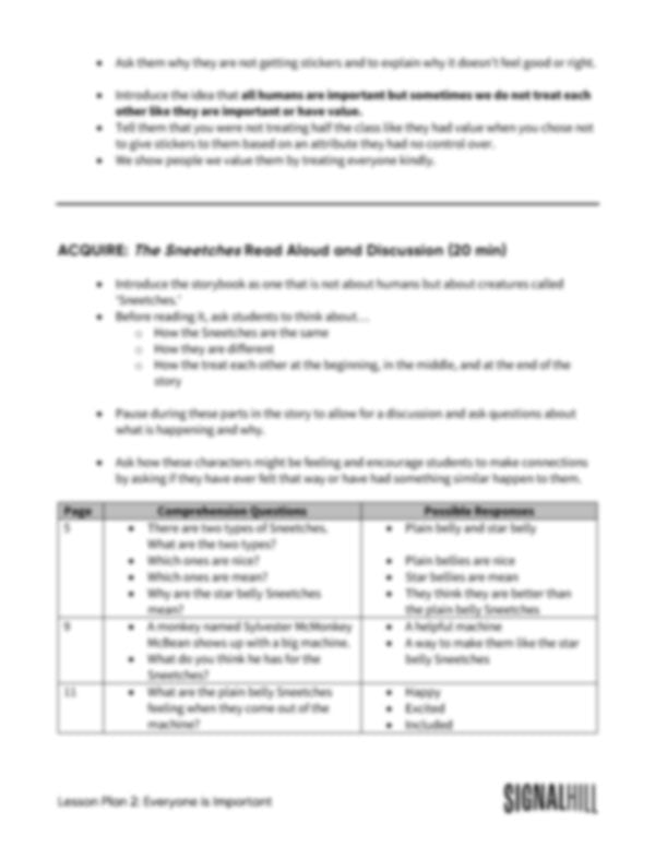 Lesson Plan 2: Everyone is Important