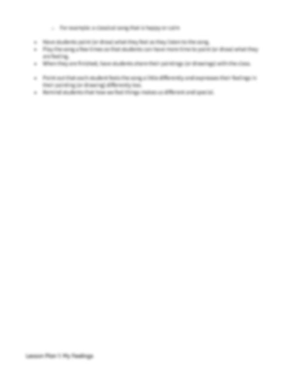 Lesson Plan 1: My Feelings