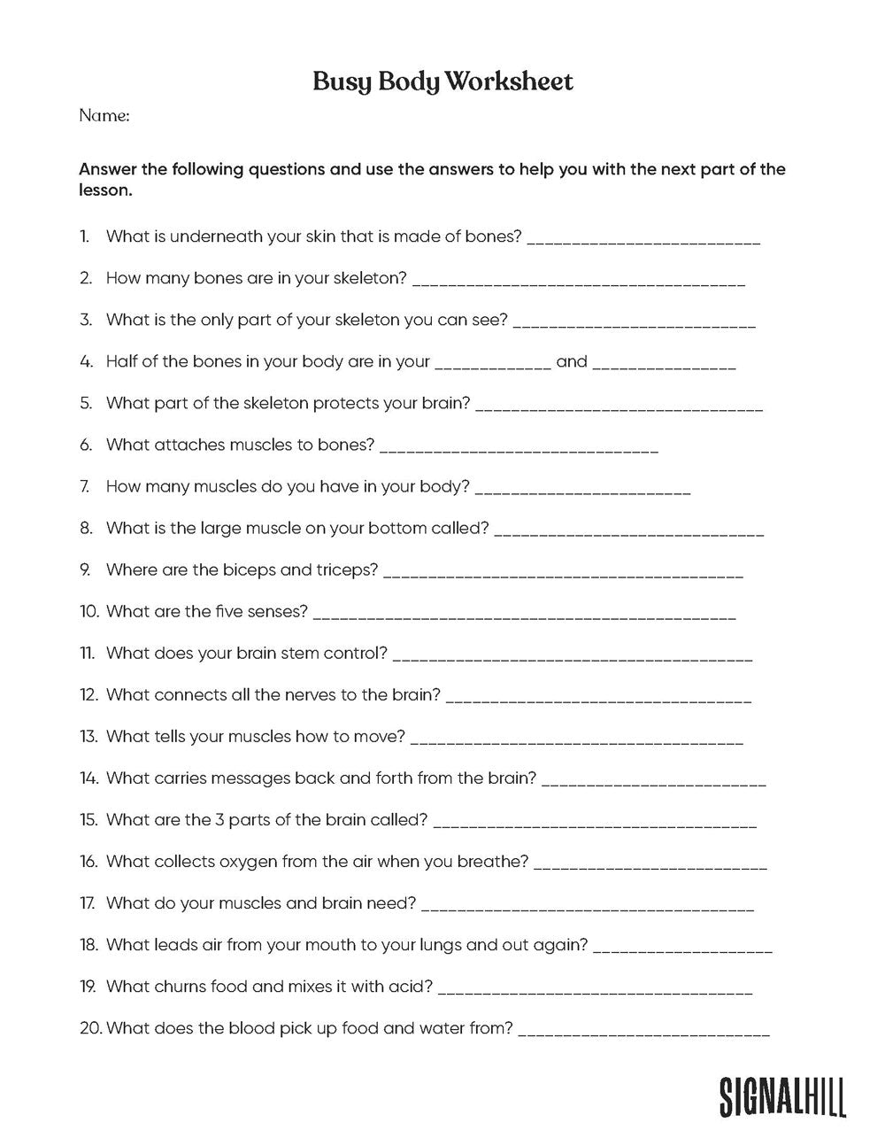 Lesson Plan 4: Knowing My Body's Needs