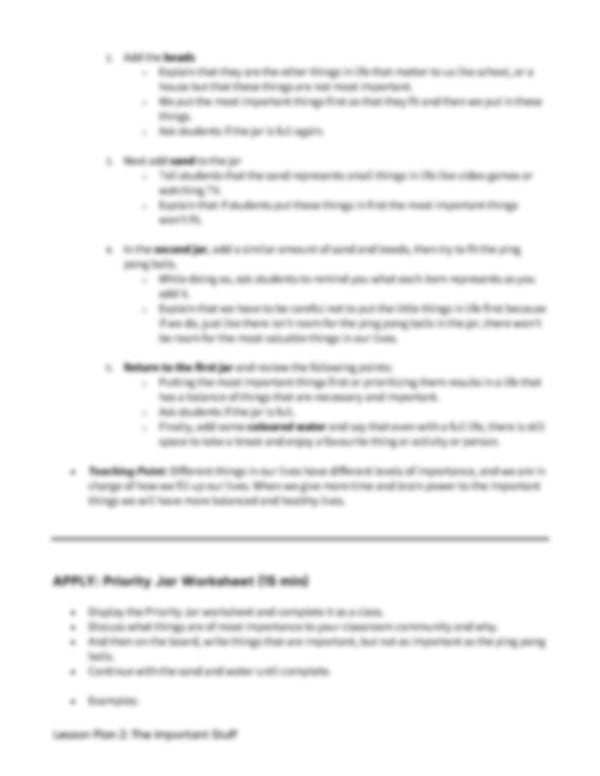 Lesson Plan 2: The Important Stuff