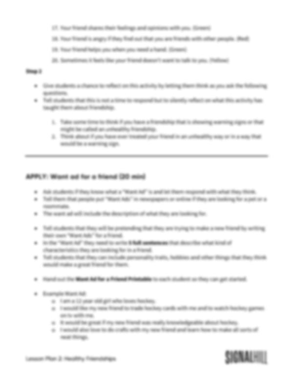 Lesson Plan 2: Firm Friendships