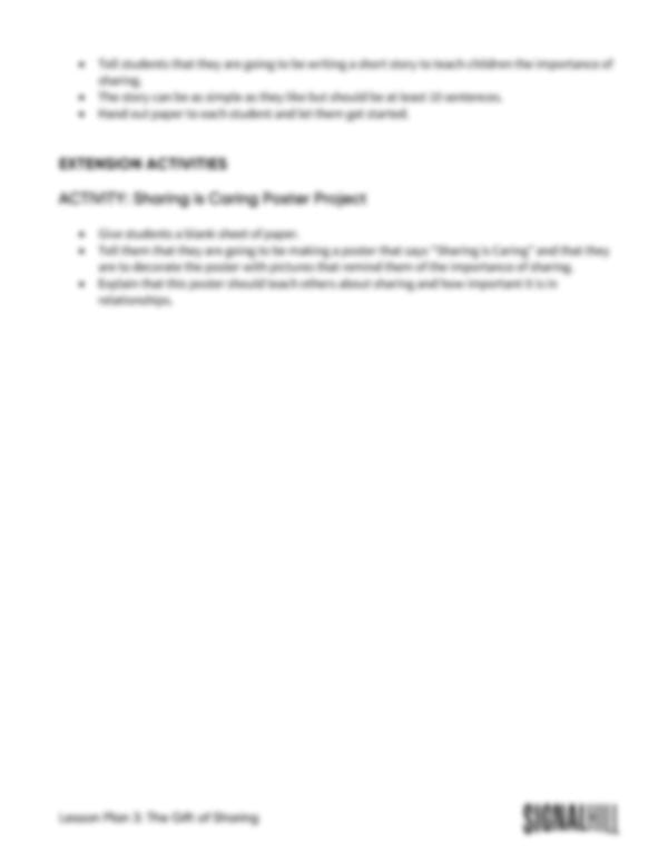 Lesson Plan 3: The Gift of Sharing