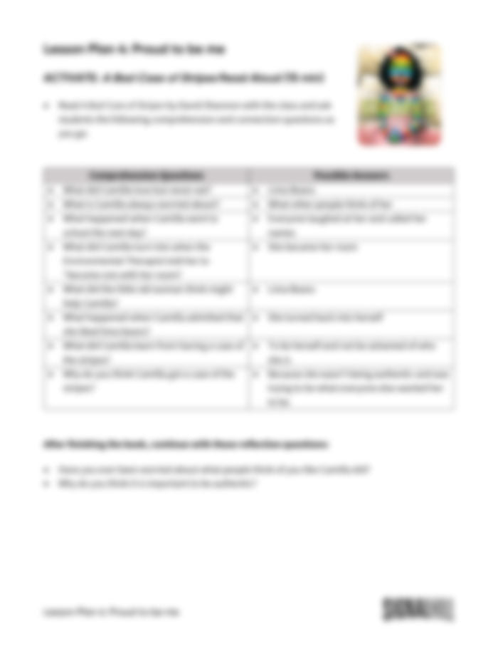 Lesson Plan 4: Proud to Be Me