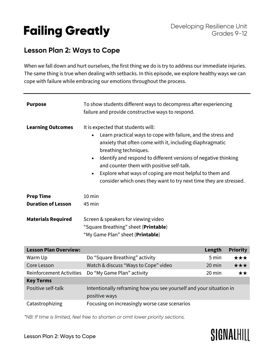 Lesson Plan 2: Ways to Cope