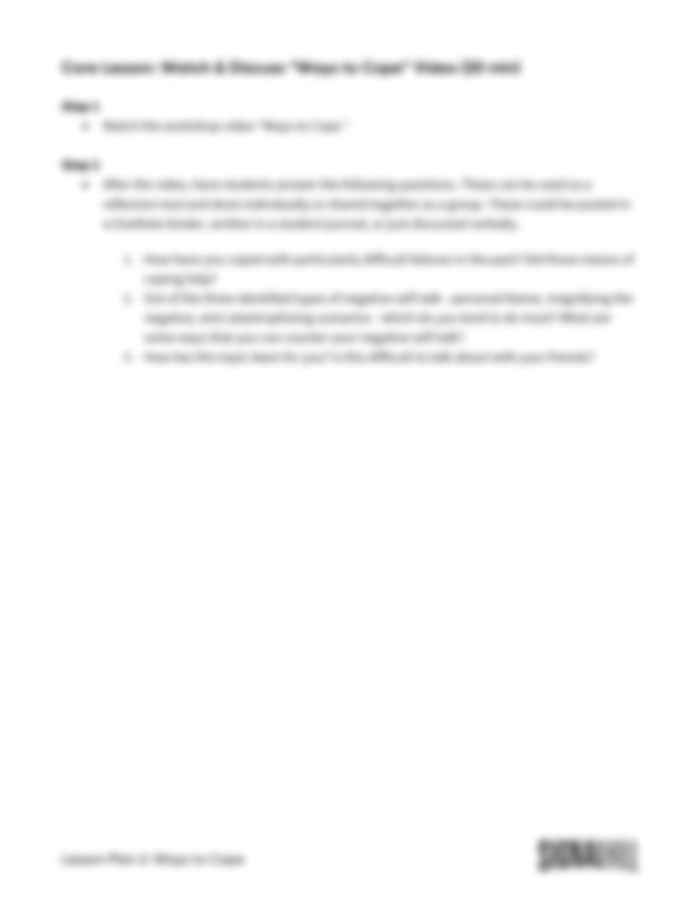 Lesson Plan 2: Ways to Cope