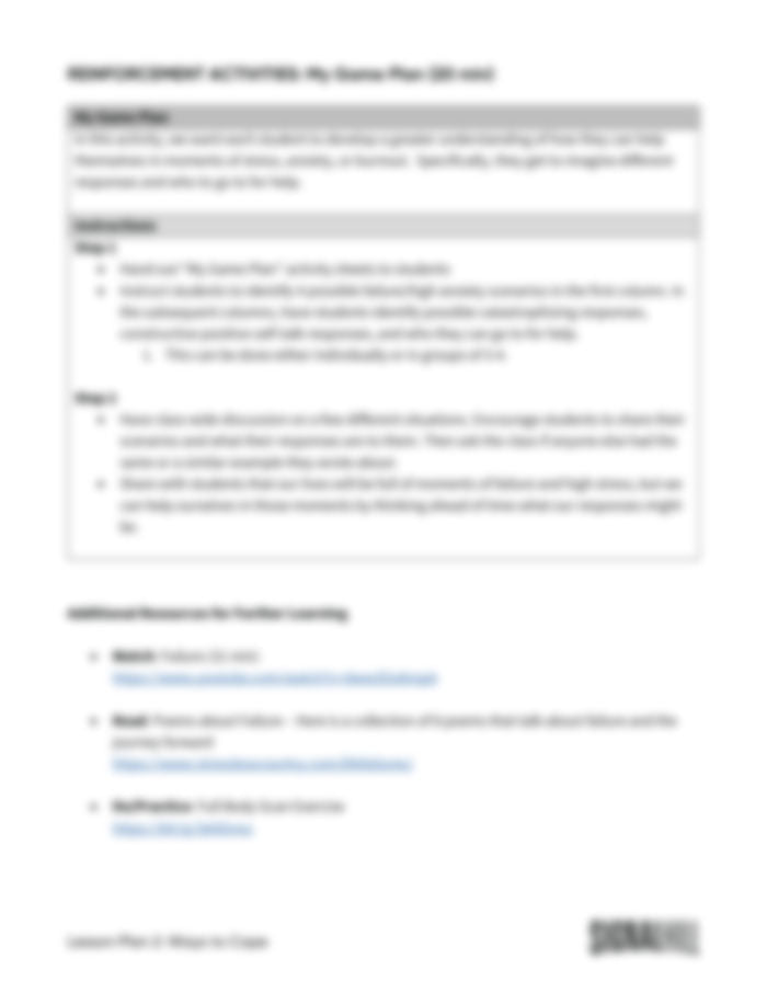 Lesson Plan 2: Ways to Cope