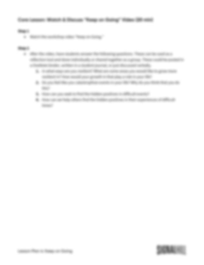Lesson Plan 4: Keep On Going