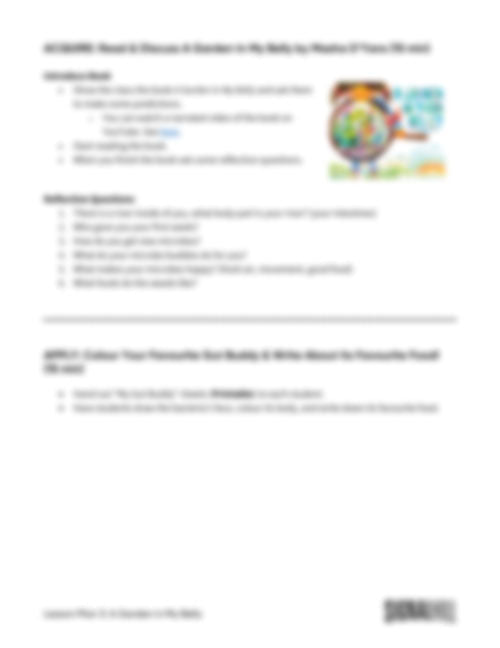 Lesson Plan 3: A Garden in My Belly