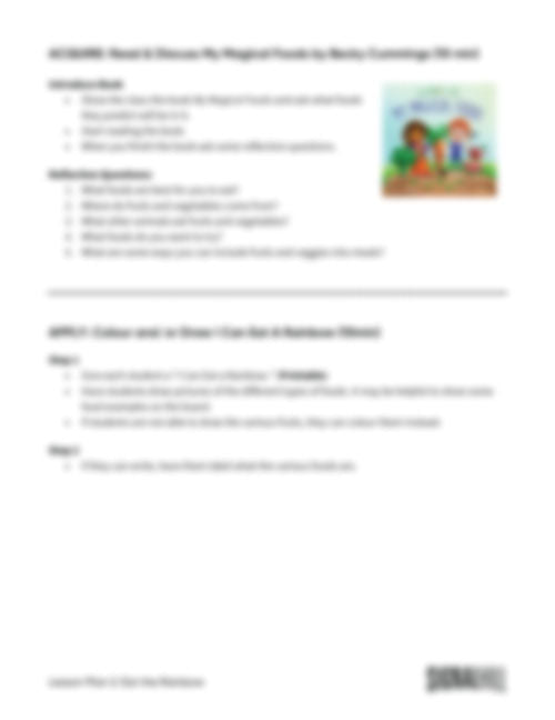 Lesson Plan 2: Eat the Rainbow