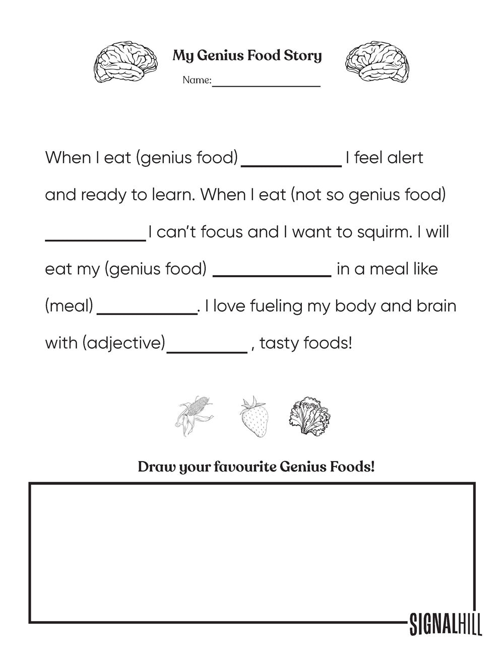 Lesson Plan 4: Food Fuels My Brain