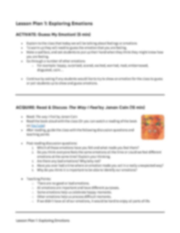 Lesson Plan 1: Exploring Emotions